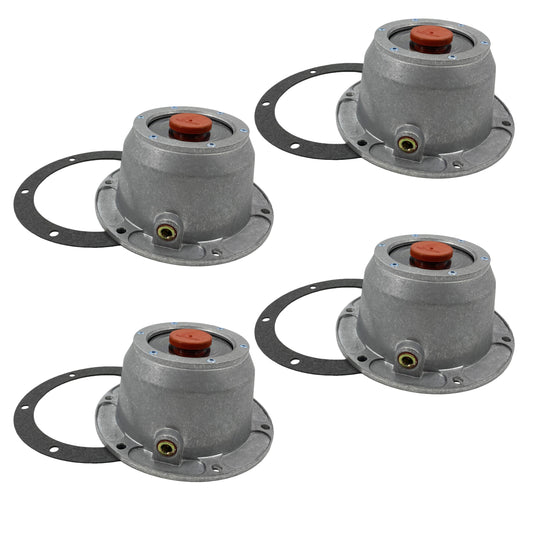 4 x  Aluminum Hubcap 6 hole Replaces Stemco 343-4195, 3434195 Side Plug & Gasket