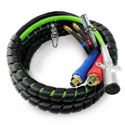 3 in 1 12ft ABS & Air Line Hose Wrap 7 Way Electrical Cable Semi Truck Trailer